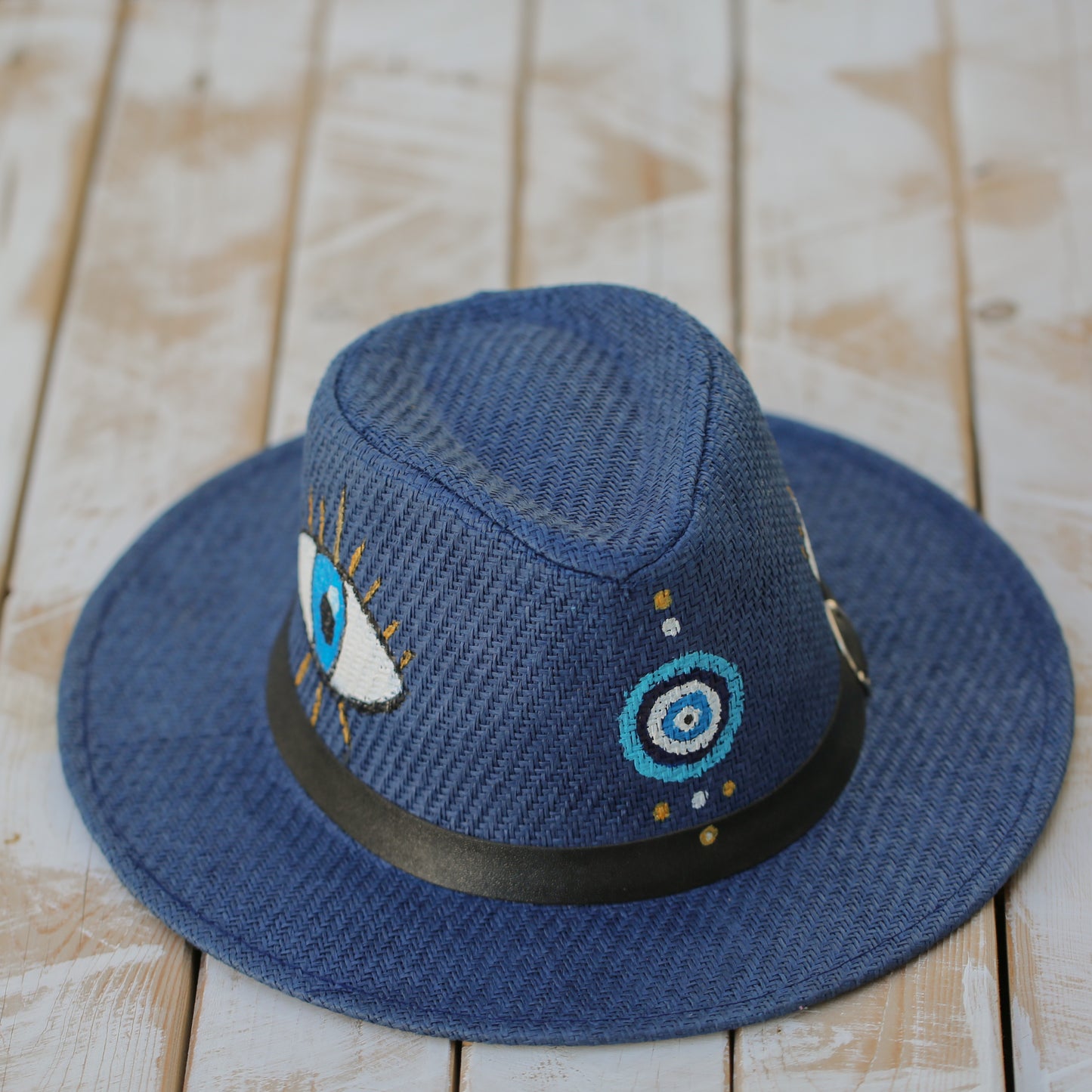 Hand Painted Blue Evil Eye Hat