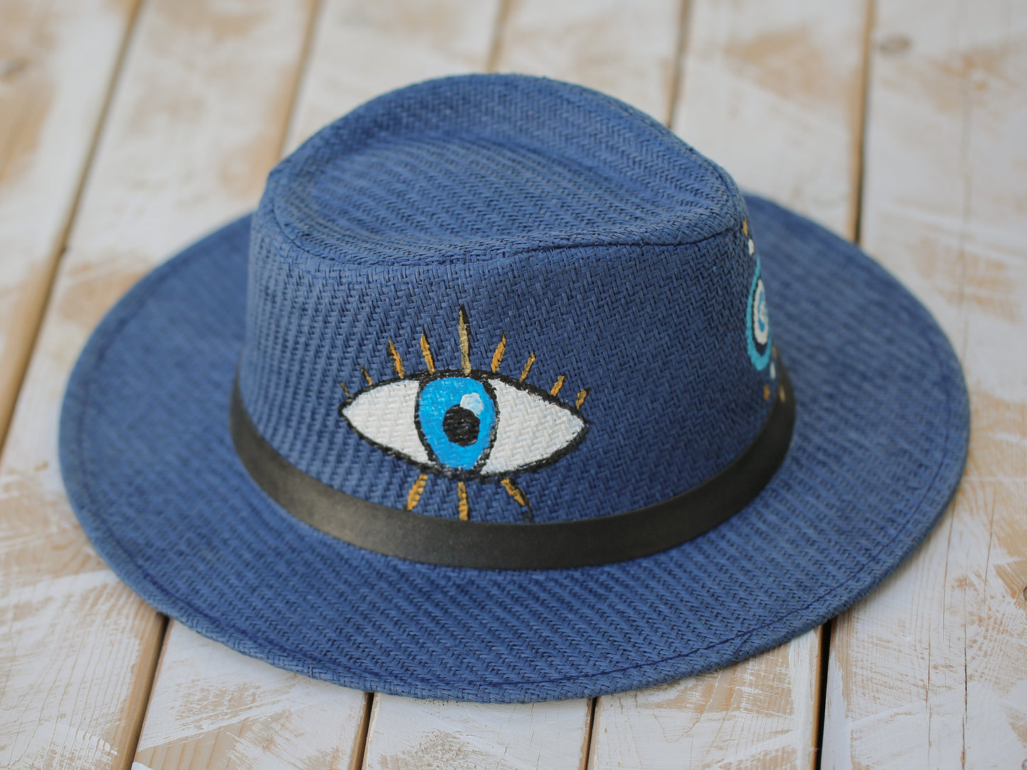 Hand Painted Blue Evil Eye Hat