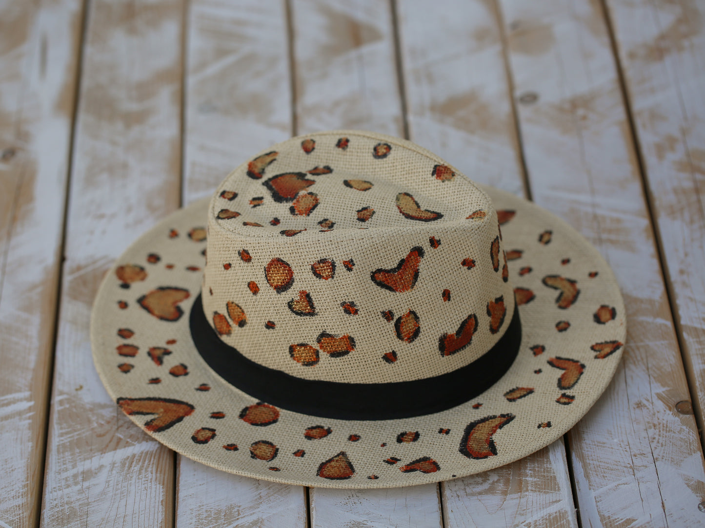 Hand Painted Leopard Hat