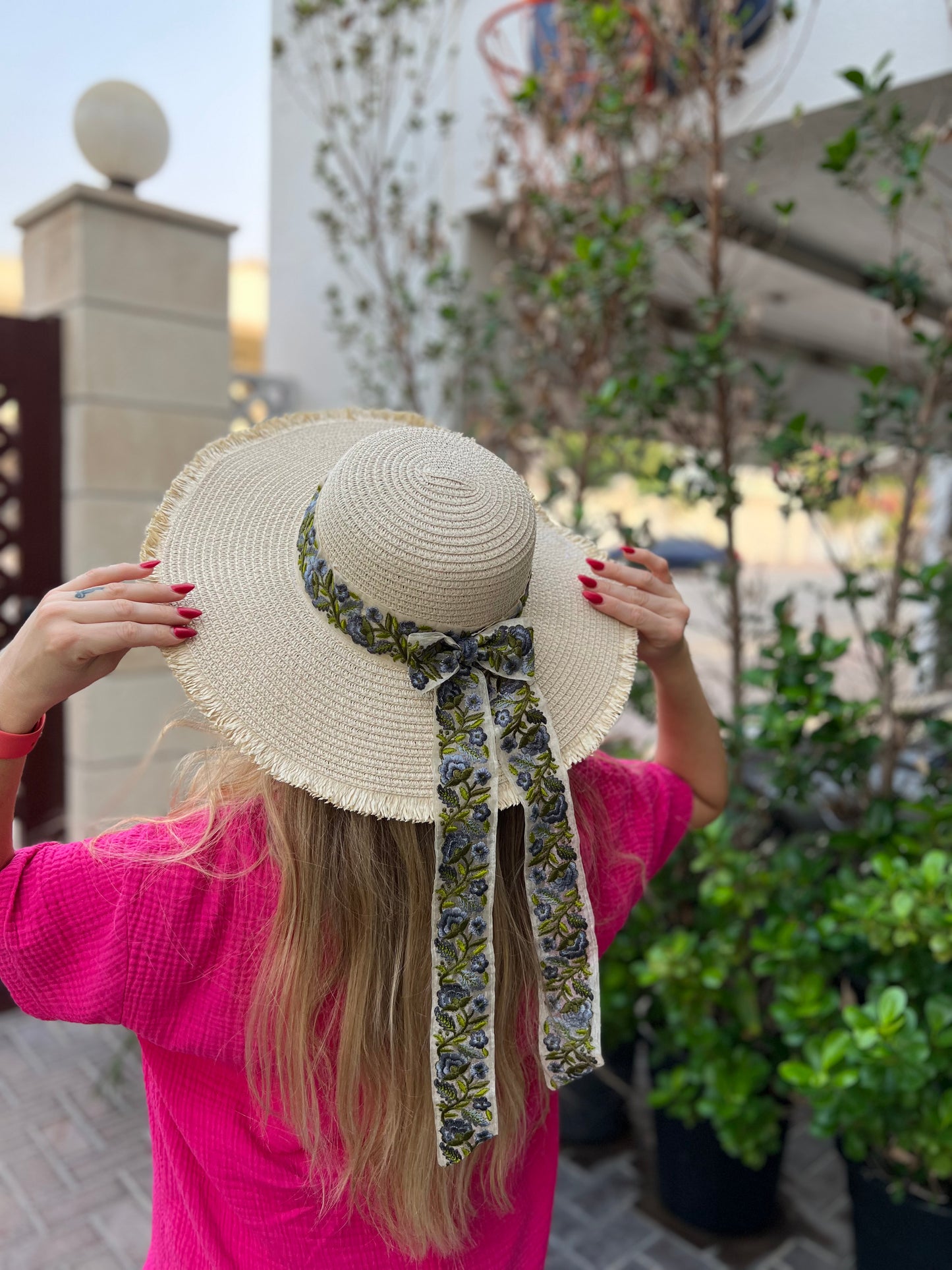 Embroidered Ribbon Hat