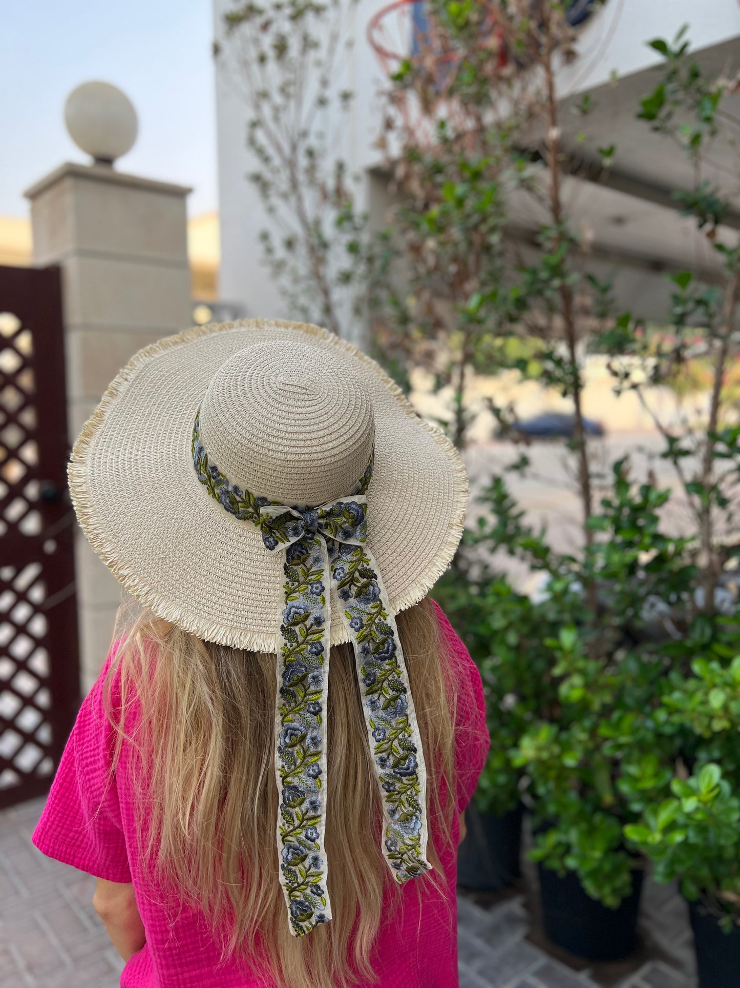 Embroidered Ribbon Hat